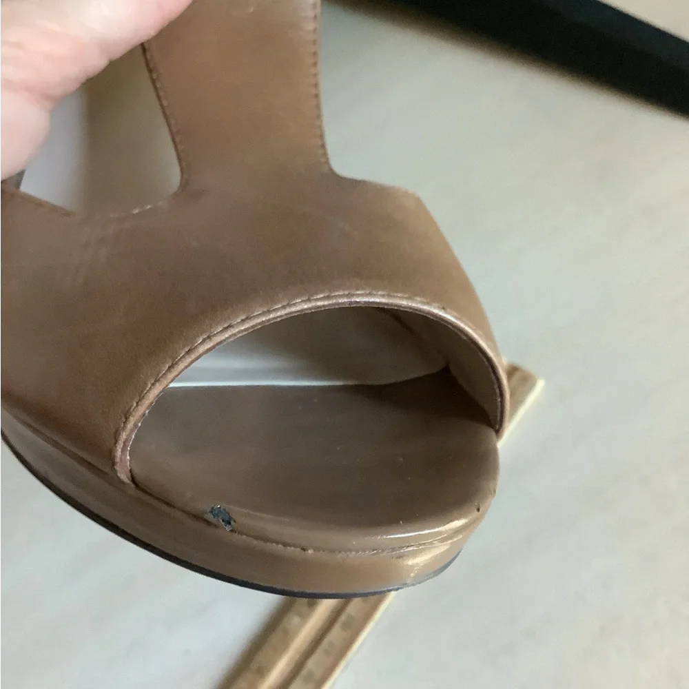 MRKT Strappy Peep Toe Heel with bow details at ankle size 10 brown - Picture 12 of 15